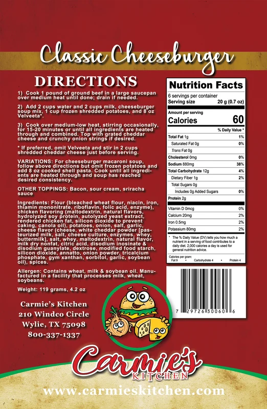 Carmie's Kitchen Classic Cheeseburger Soup Mix