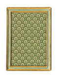 Cavallini & Co. 4 by 6 Inch Urbino Azzurro Florentine Frame- A rectangular picture frame with a distressed gold finish and a light blue-green inner trim.