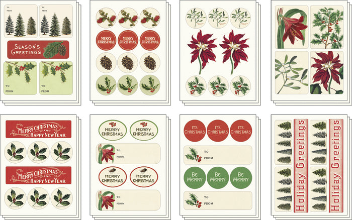 Each tin of decorative stickers contains 24 sheets, 3 sheets each of 8 different design sets, with over 100 stickers total per tin.