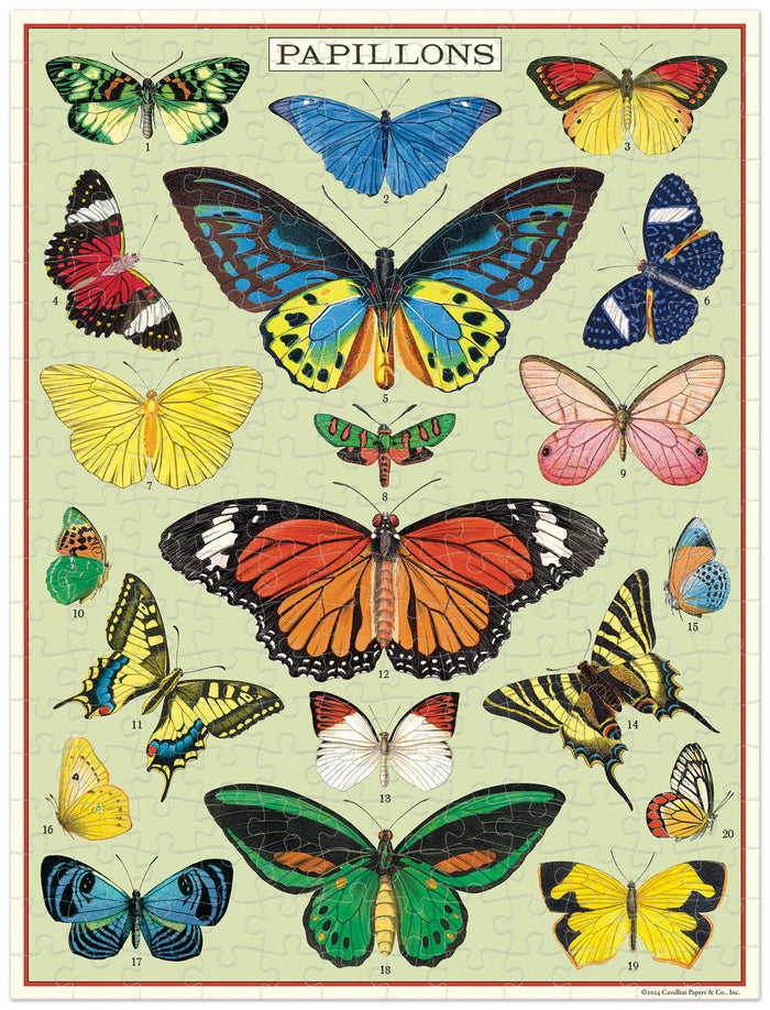 Cavallini & Co. Butterflies 240 Piece Mini Puzzle image showing finished puzzle