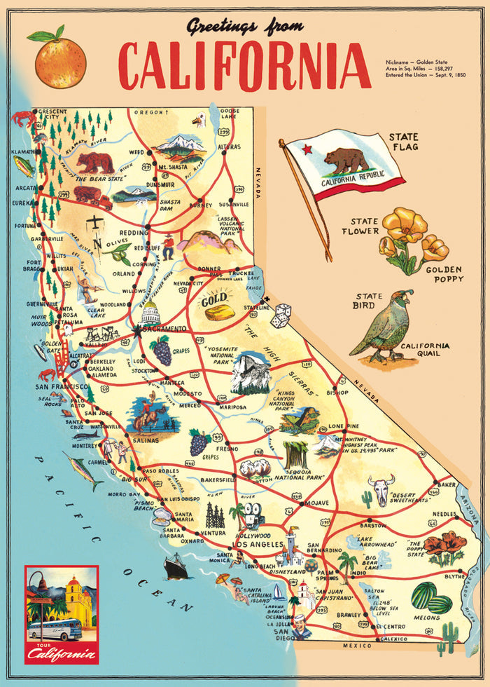 Cavallini & Co. California vintage map reproduction.