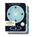 Cavallini & Co. Celestial Mini Notebook Set is new for 2020. There are three high quality notebooks featuring diagrams and drawings of moon phases, tide theory, eclipses, constellations, and astronomy chart.