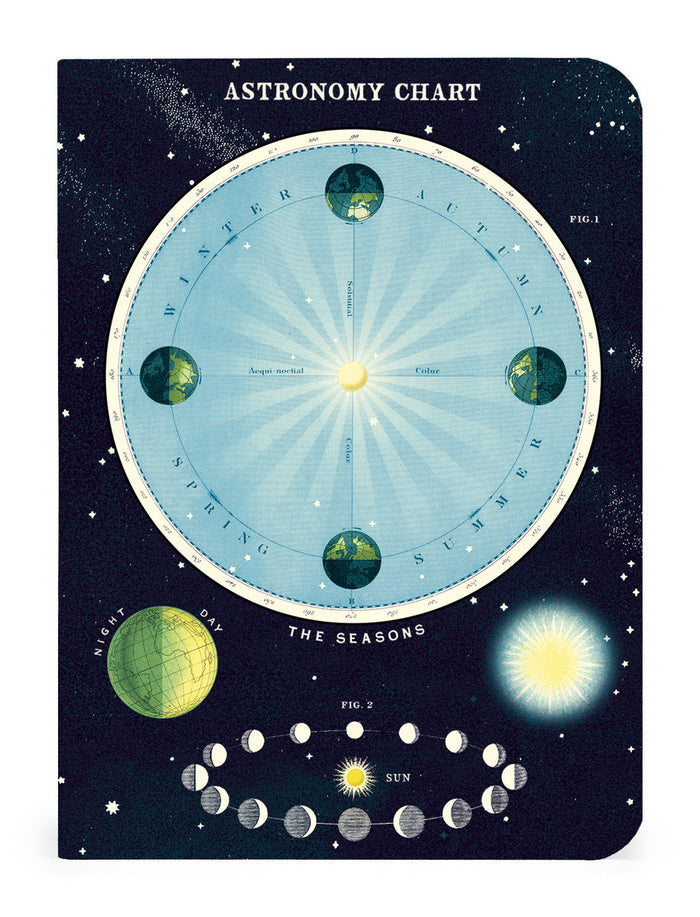 Astronomy Chart is the title of this Cavallini Mini Notebook one of three in the new Celestial Notebook set.