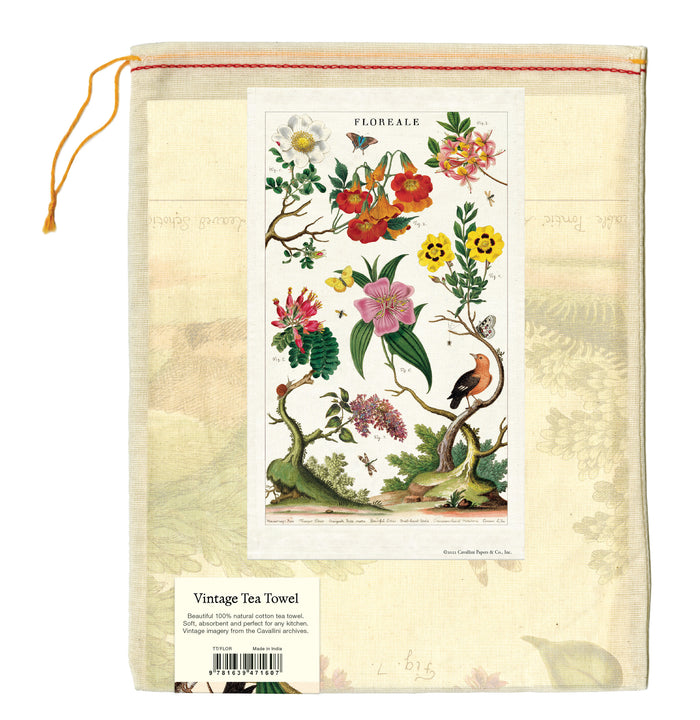 Cavallini & Co. Floreale Cotton Tea Towel- a collection of beautiful vintage flower images, and a little bit of fauna thrown in as well.