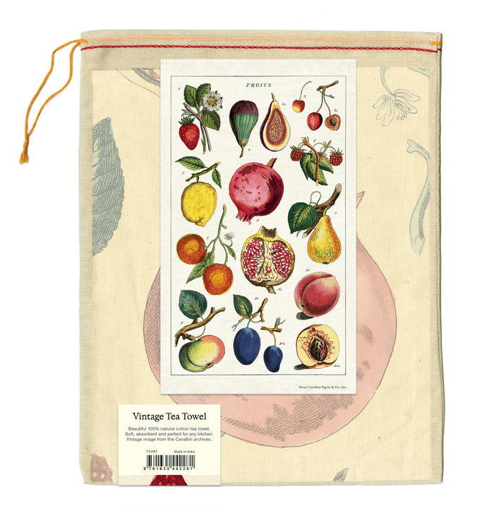 Cavallini & Co. natural cotton tea towels measure 19" x 31.75" (48cm x 80cm).