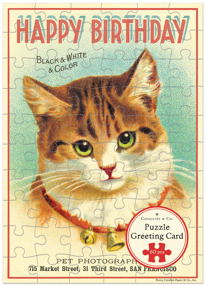 Cavallini & Co. Happy Birthday Cat Puzzle Greeting Card