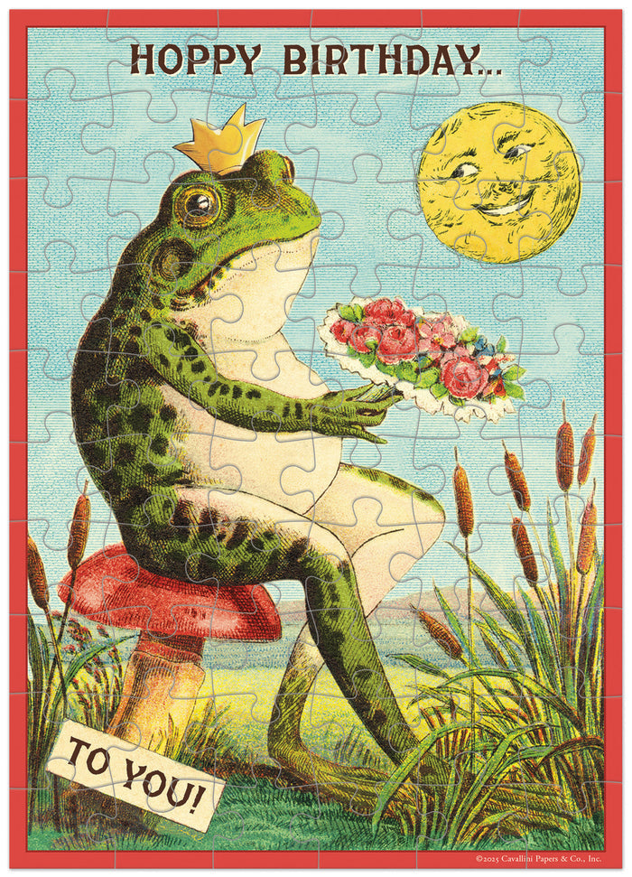 Cavallini & Co. Happy Birthday Frog Puzzle Greeting Card