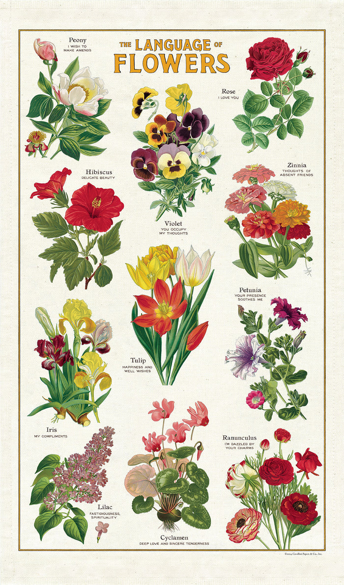 Cavallini & Co. Language of Flowers Cotton Tea Towel