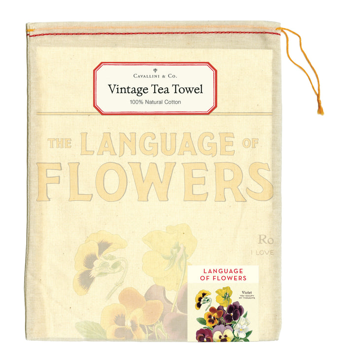 Cavallini & Co. Language of Flowers Cotton Tea Towel packaging image