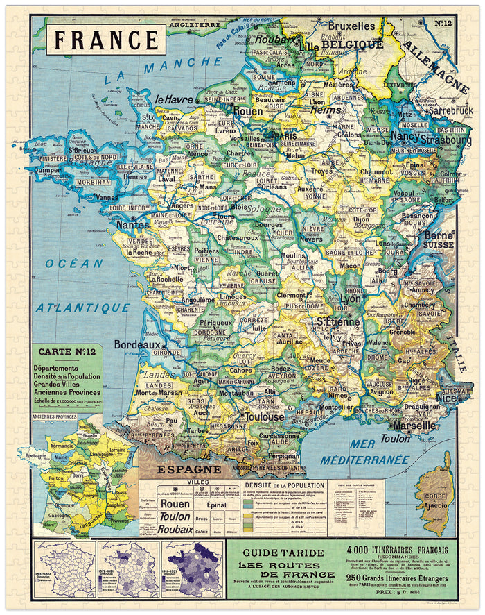 Cavallini & Co. Map of France 1000 Piece Puzzle- image showing finished puzzle