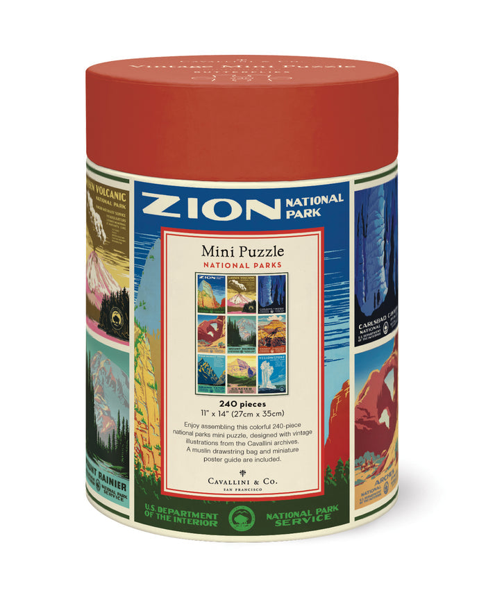 Cavallini & Co. National Parks 240 Piece Mini Puzzle back package image