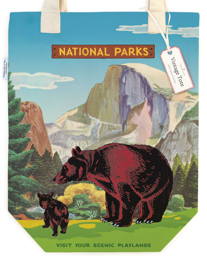 Cavallini & Co. National Parks Bear Cotton Tote Bag