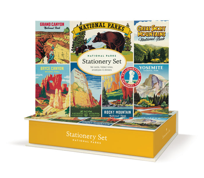 Cavallini & Co. National Parks Stationery Set-National Parks stationery set packaging with illustrations of various national parks.