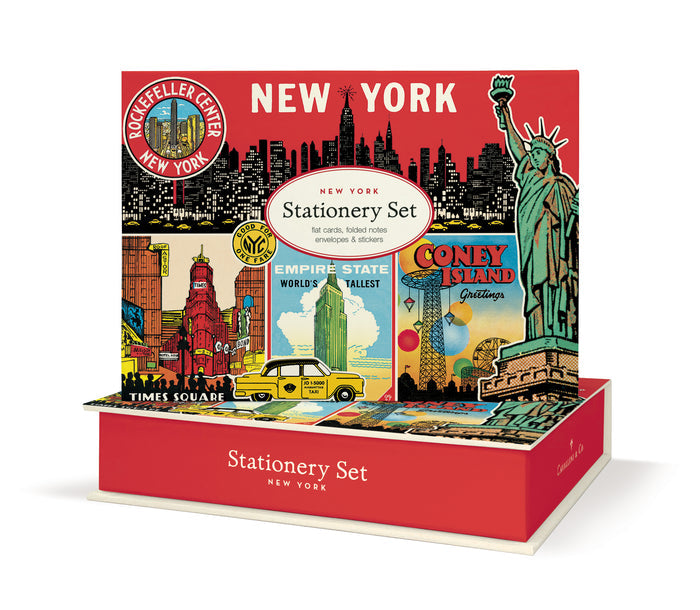 Cavallini & Co. New York Stationery Set- Box of New York stationery set with iconic images on a white background