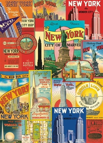 Cavallini New York Travel Labels Decorative Wrap features vintage New York labels printed on high quality paper.