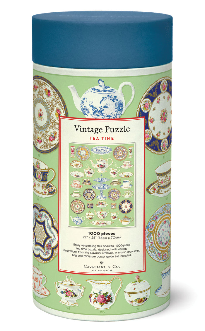 Cavallini & Co. Tea Time 1000 Piece Puzzle back of package image