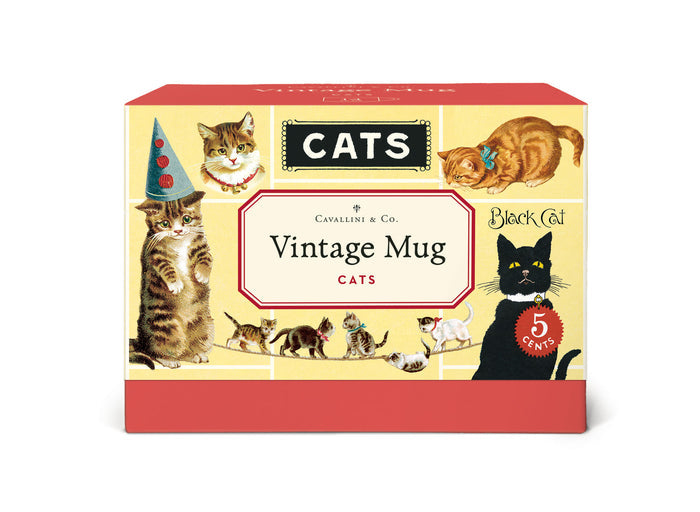 Cavallini & Co. Vintage Cats Ceramic Mug- in box