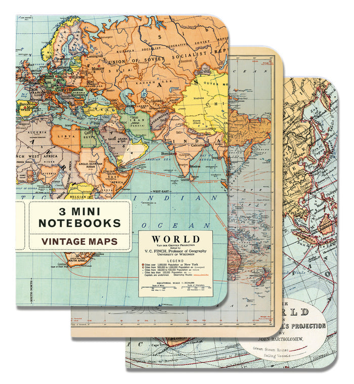 Cavallini & Co. Vintage Maps Mini Notebook set.