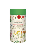 Cavallini & Co. Wildflowers 1000 piece puzzle is densely packed with wildflower images, each having its scientific name alongside. Colorful images of wildflowers adorn this challenging puzzle.