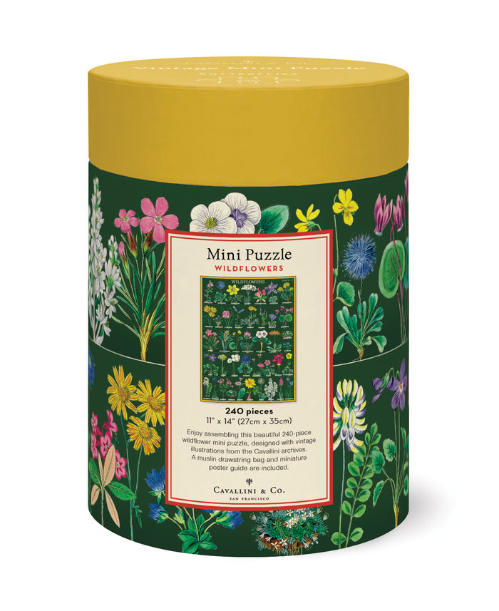 Cavallini & Co. Wildflowers 240 Piece Mini Puzzle image of back of package