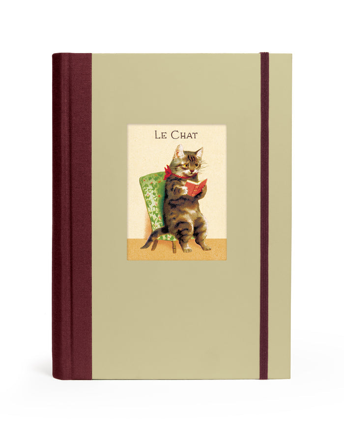 Cavallini & Co. Cat Window Journal- Notebook with a cat illustration on the cover against a beige background