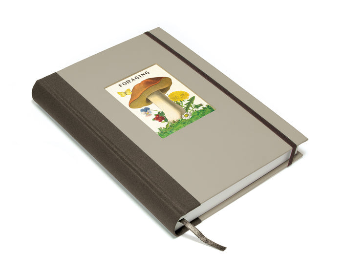 Notebook with mushroom illustration on a white background