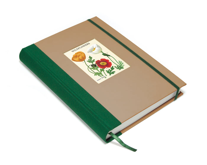 Notebook with floral design on the cover against a white background