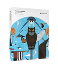 Charley Harper Hawk Mountain 500 Piece Circular Puzzle- Pomegranate puzzle box with Charley Harper artwork featuring an owl and other birds on a blue background.