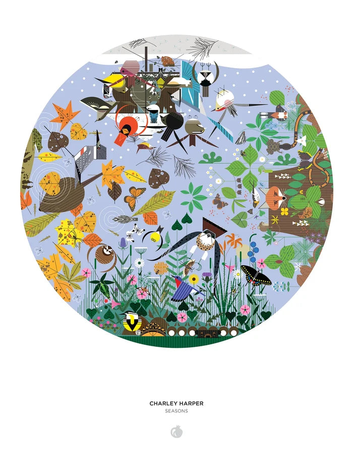 Charley Harper: Seasons 1000-Piece Circular Jigsaw Puzzle- image of reference sheet included in package
