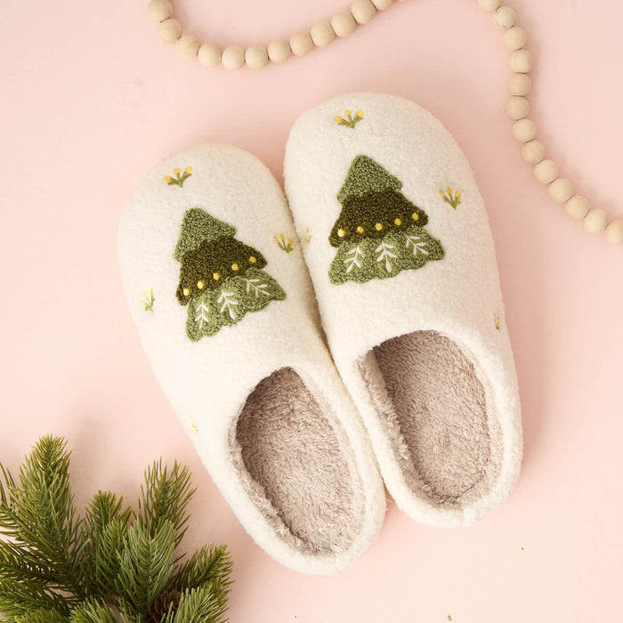 Christmas Tree Fuzzy Slippers, Assorted sizes