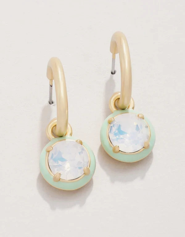 Clara Drop Hoop Earrings White Opal