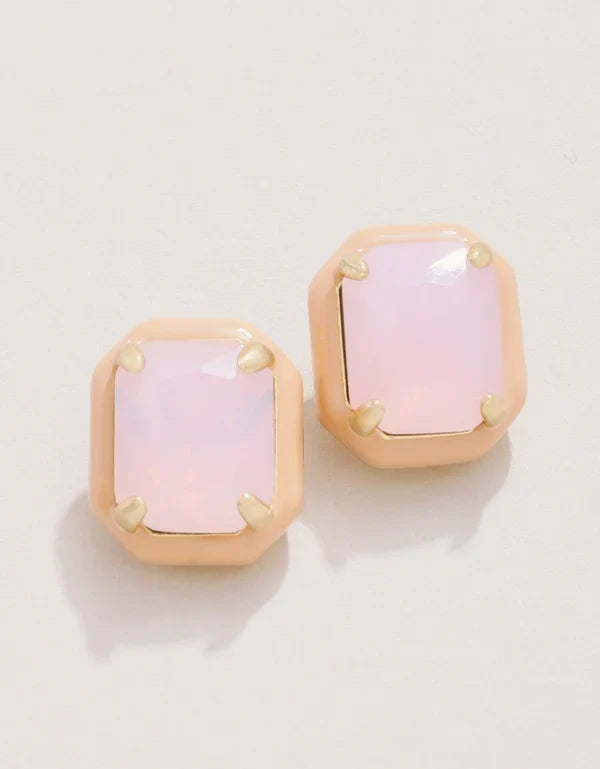 Clara Window Stud Earrings Rose Opal