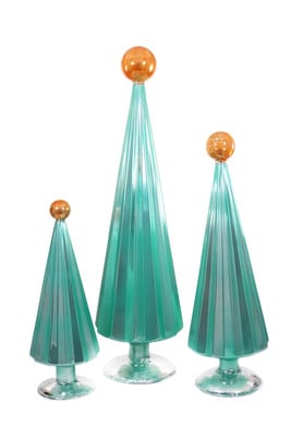 Cody Foster & Co | Pleated Trees, Mint/Orange, Set of 3