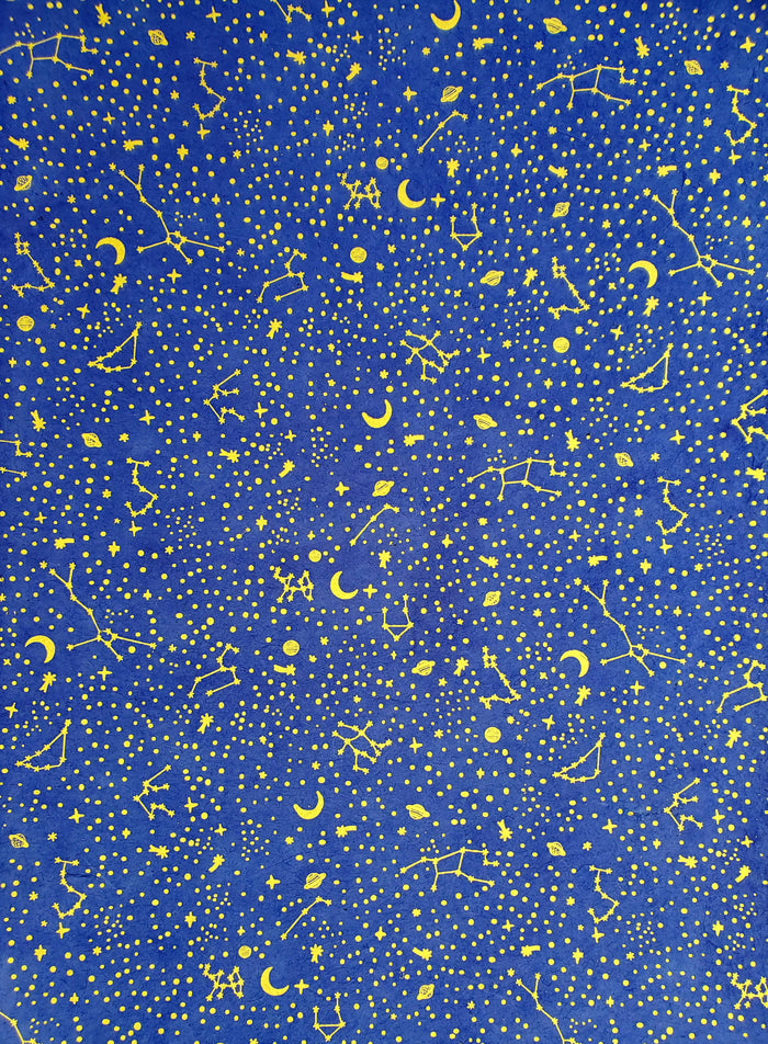 Constellations Lokta Paper- Gold on Sapphire