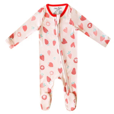 Copper Pearl|Strawberry Zip Up Footie