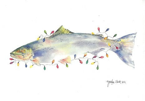 Crane Creek Graphics Holiday Steelhead  Notecard Folio- set of 10 cards and envelopes