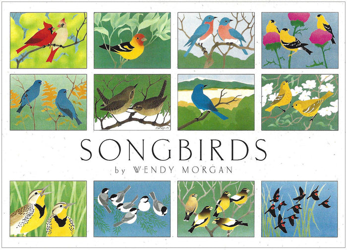 Crane Creek Graphics Songbirds notecard folio features colorful and bright images of some of our favorite birds. Inside you will find cardinals, buntings, bluebirds, goldfinches, warblers, and chickadees.