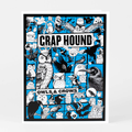 Book cover with illustrations of owls and crows and the text 'Crap Hound Owls & Crows' on a blue background.