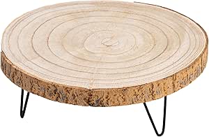 Creative Co-Op | 11" Round Paulowina Wood Pedestal w/Metal Legs