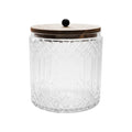 Creative Co-Op | 3 1/2 Quart Cut Glass Jar w/ Acacia Wood Lid