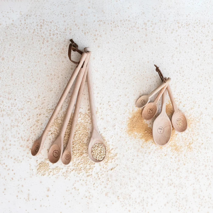 Creative Co-Op | Beech Wood Measuring Spoons, Brown