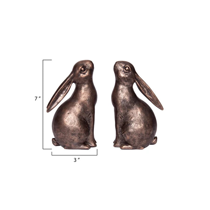 Creative Co-Op | Bronze Finish Resin Bunny Bookends, Set of 2