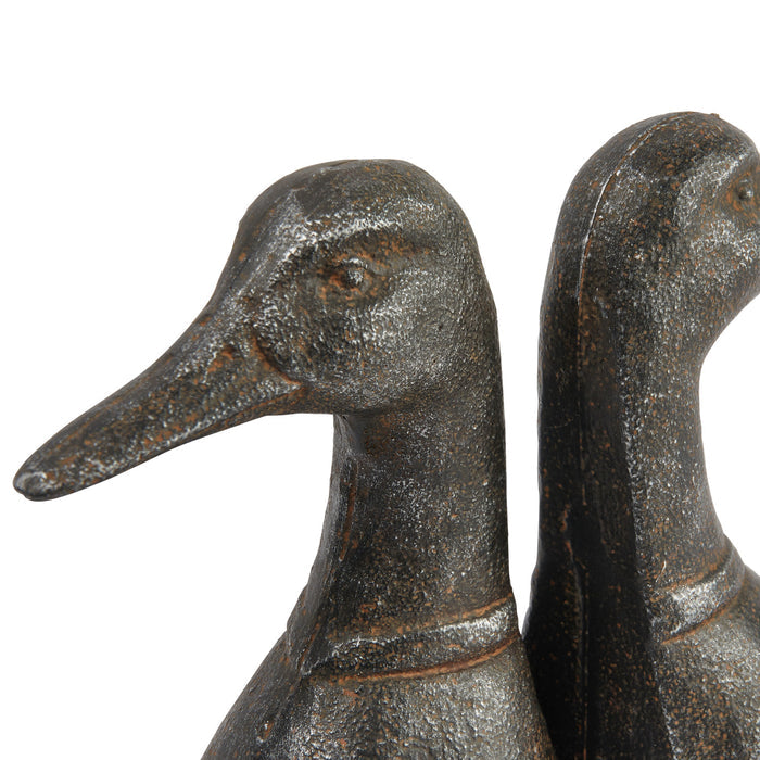 Creative Co-Op | Cast Iron Duck Head Bookends, Distressed Black, Set of 2