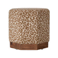 Creative Co-Op | Cotton & Pine Wood Tufted Ottoman, Leopard Print