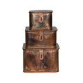 Creative Co-Op | Decorative Metal Boxes, Burnt Copper Finish, Set of 3