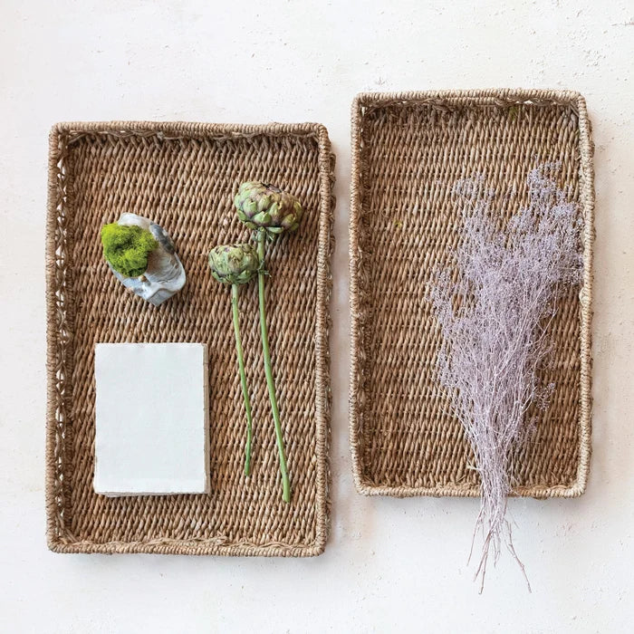 Creative Co-Op | Decorative Rectangular Hand-Woven Baskets, Set of 2