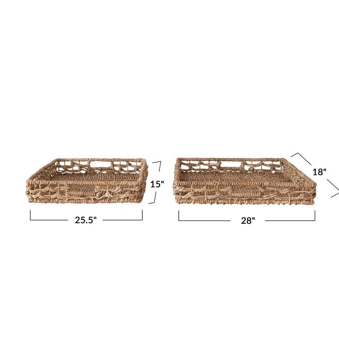 Creative Co-Op | Decorative Rectangular Hand-Woven Baskets, Set of 2