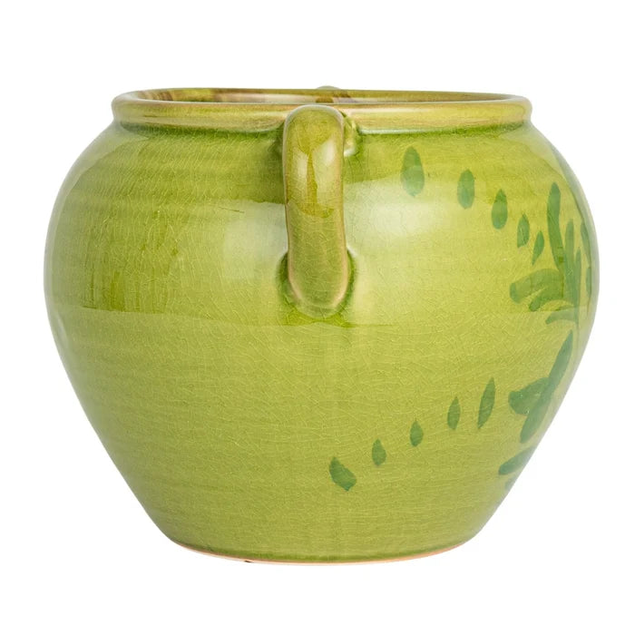Creative Co-Op | Hand Painted Terra-Cotta Urn w/ Handles, Green