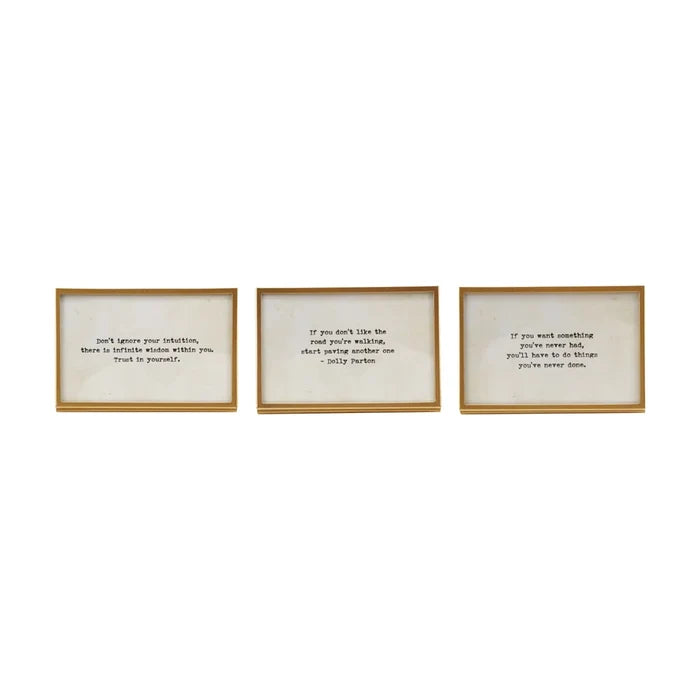Creative Co-Op | Metal & Glass Frame w/Easel & Saying, Assorted Styles