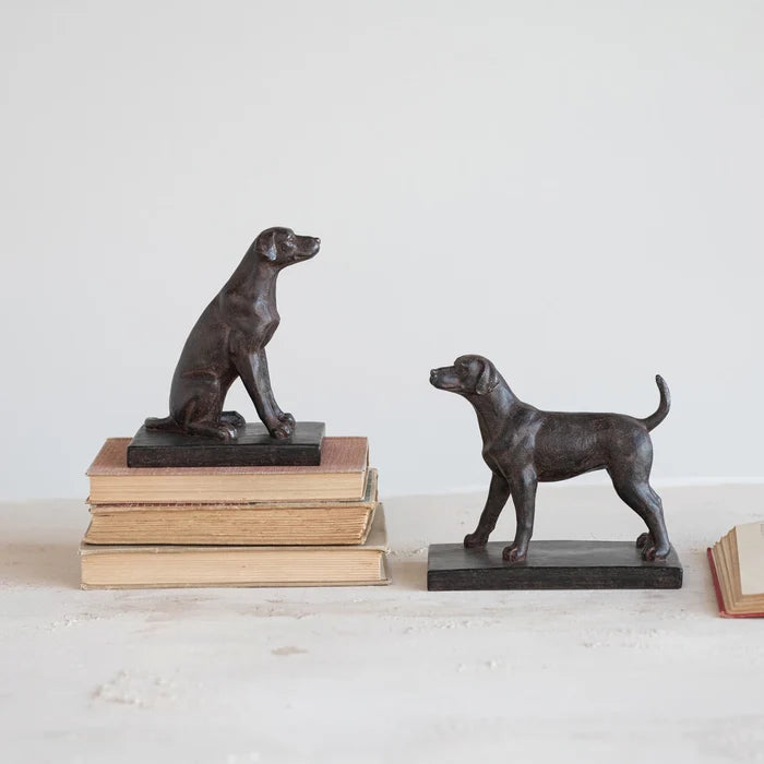 Creative Co-Op | Resin Dog Bookends Set, Black